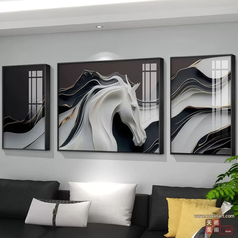 抽象 单幅 装饰画 轻奢风 客厅背景墙挂画 晶瓷画