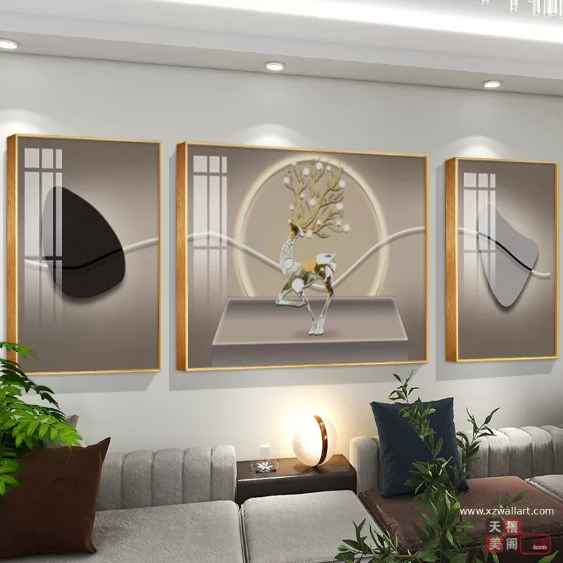 抽象 单幅 装饰画 轻奢风 客厅背景墙挂画 晶瓷画