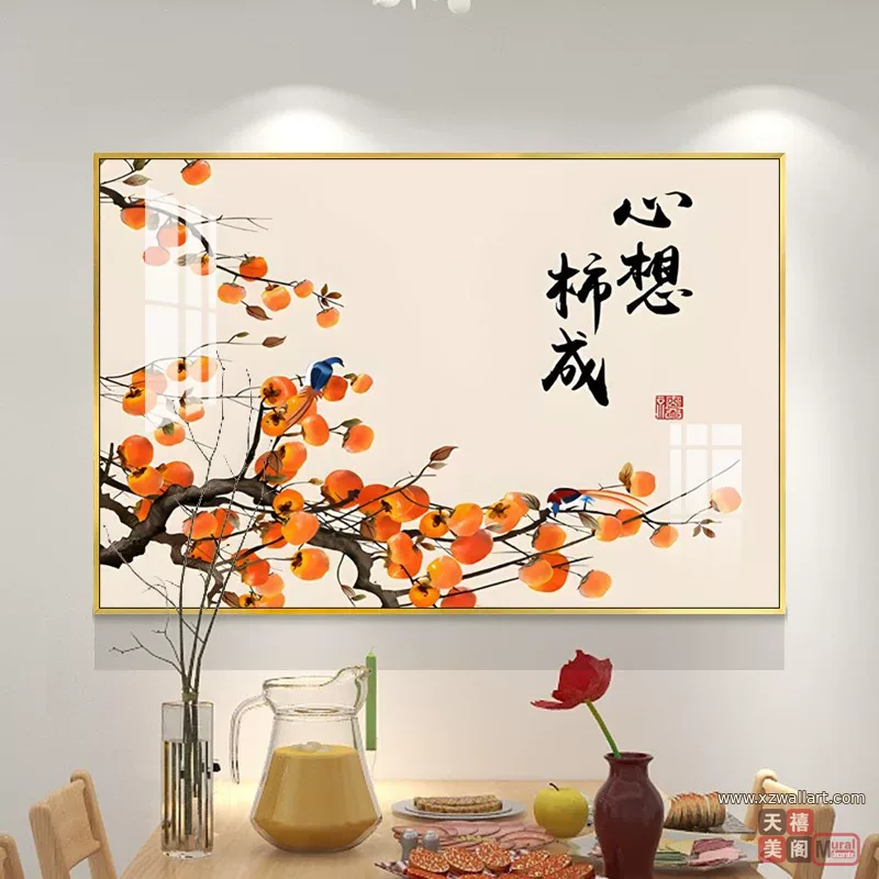 抽象 单幅 装饰画 复古怀旧 餐厅背景墙挂画 晶瓷画