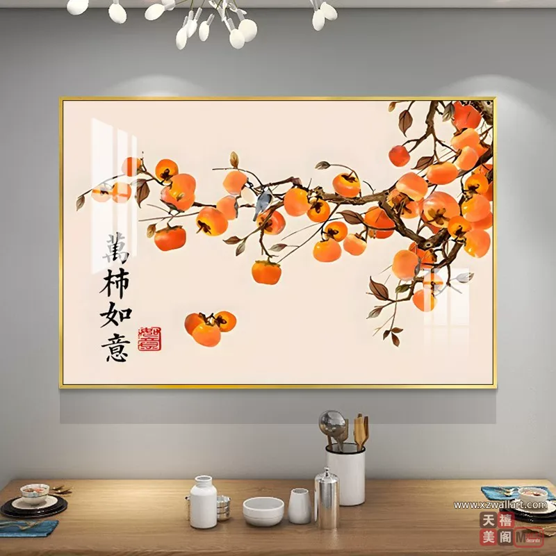 抽象 单幅 装饰画 复古怀旧 餐厅背景墙挂画 晶瓷画