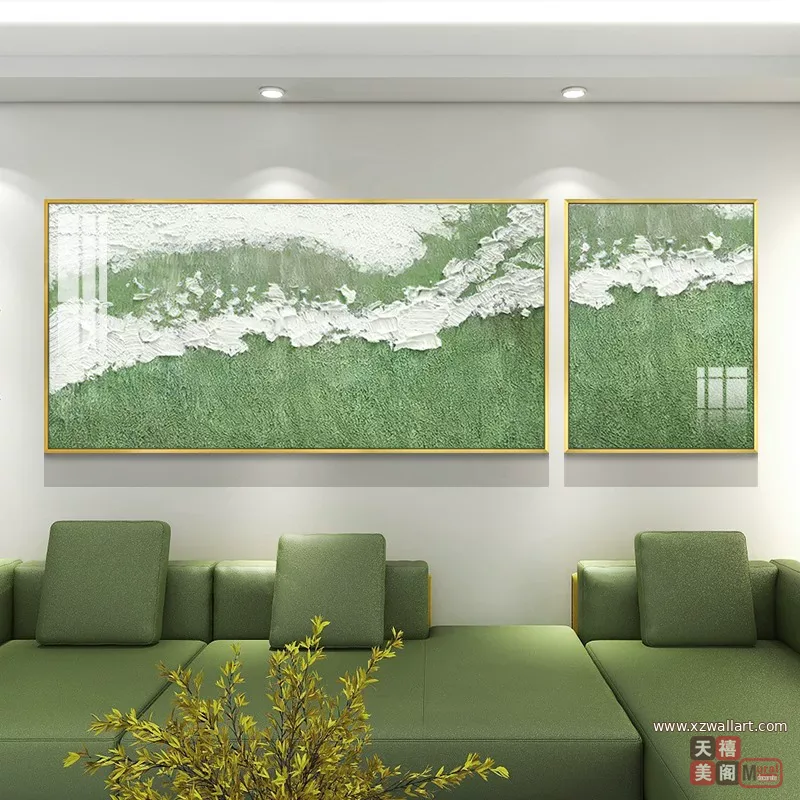 抽象 单幅 装饰画 奶油风 客厅背景墙挂画 晶瓷画