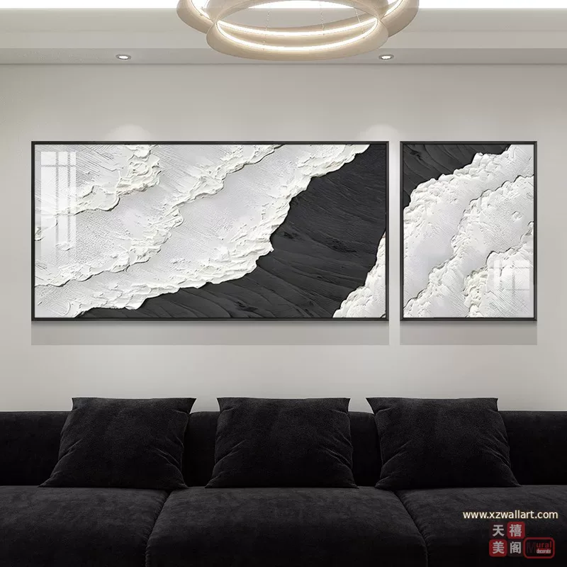 抽象 单幅 装饰画 奶油风 客厅背景墙挂画 晶瓷画