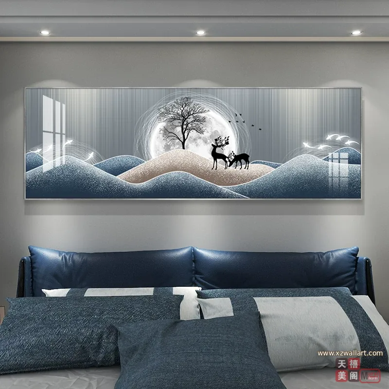 抽象 单幅 装饰画 轻奢风 卧室背景墙挂画 晶瓷画