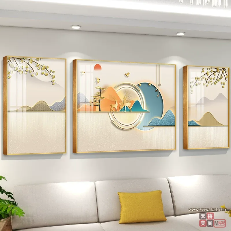 抽象 单幅 装饰画 轻奢风 客厅背景墙挂画 晶瓷画