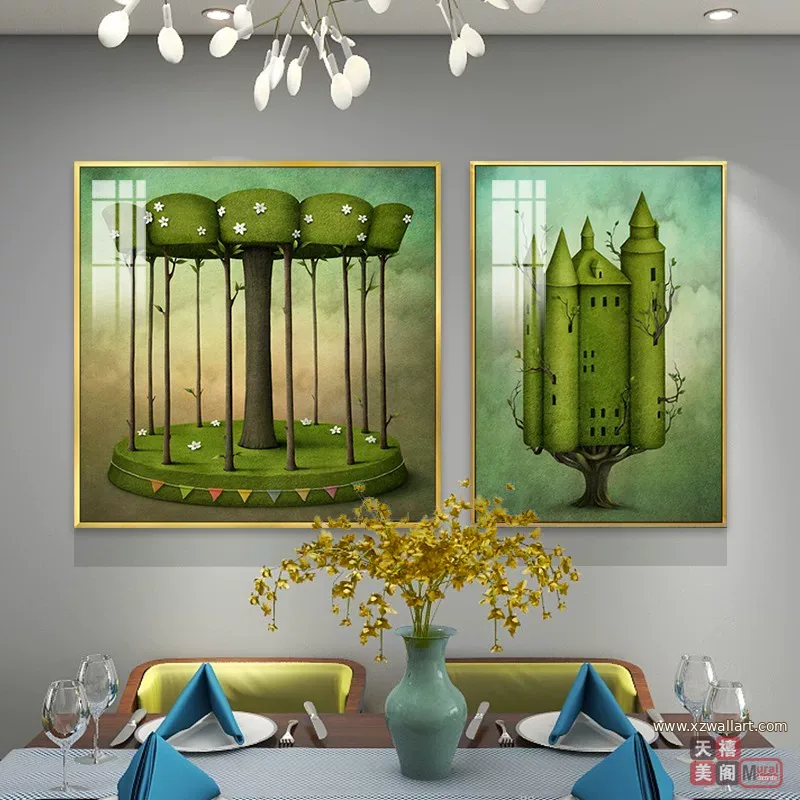 抽象 单幅 装饰画 美式 餐厅背景墙挂画 晶瓷画