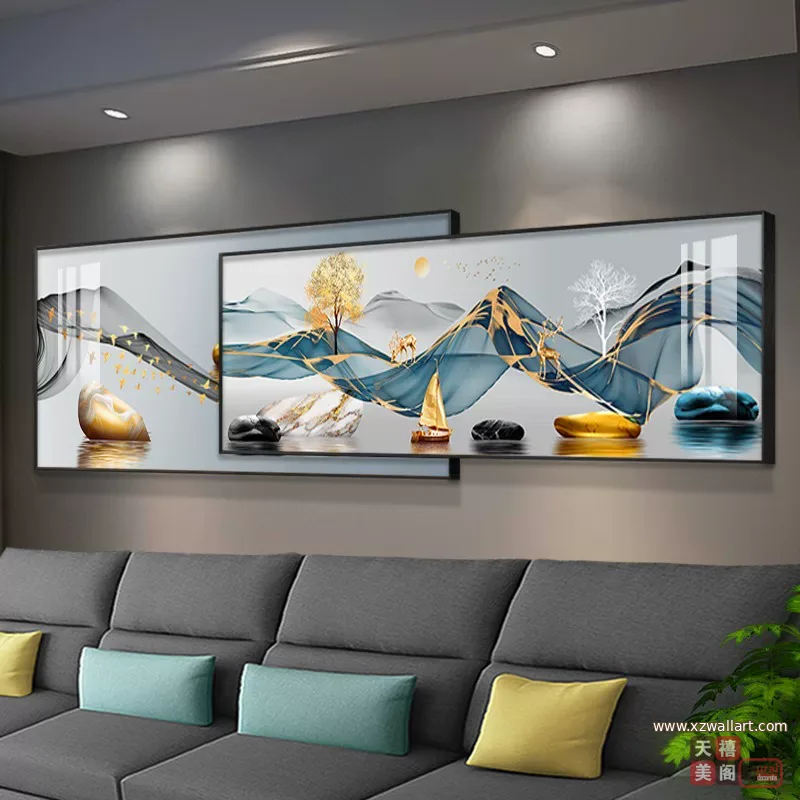 抽象 单幅 装饰画 轻奢风 客厅背景墙挂画 晶瓷画