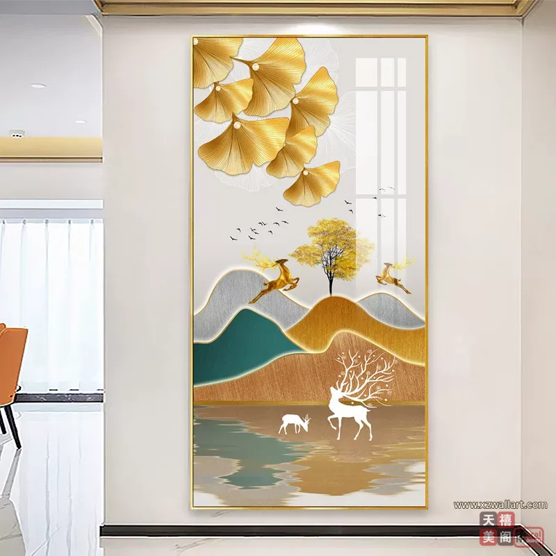 抽象 单幅 装饰画 北欧风 玄关背景墙挂画 晶瓷画