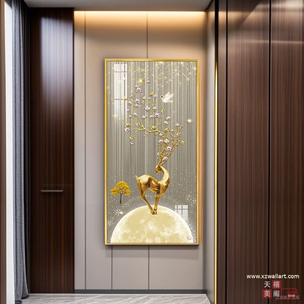 抽象 单幅 装饰画 轻奢风 玄关背景墙挂画 晶瓷画