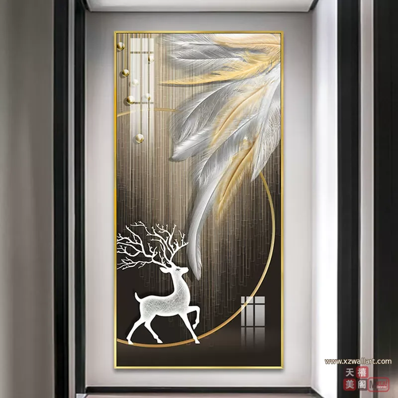 抽象 单幅 装饰画 轻奢风 玄关背景墙挂画 晶瓷画