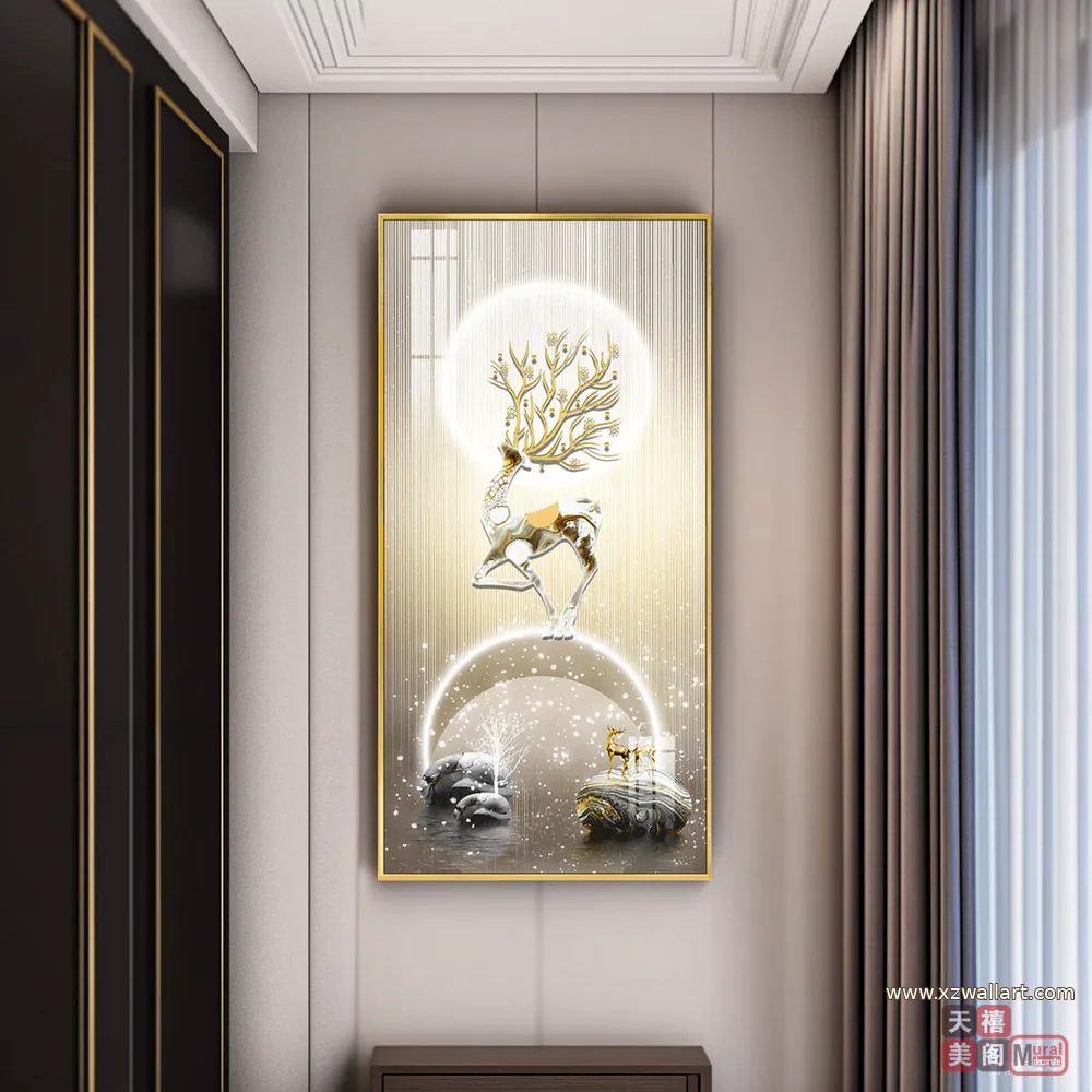 抽象 单幅 装饰画 轻奢风 玄关背景墙挂画 晶瓷画