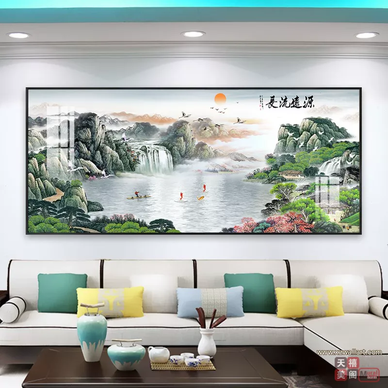 抽象 单幅 装饰画 新中式 客厅背景墙挂画 晶瓷画