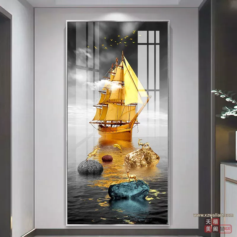 抽象 单幅 装饰画 现代简约 玄关背景墙挂画 晶瓷画