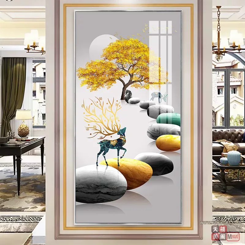 石 单幅 装饰画 现代简约 玄关背景墙挂画 晶瓷画