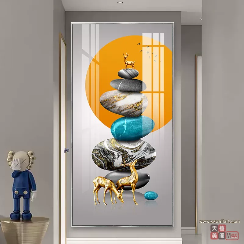 石 单幅 装饰画 现代简约 玄关背景墙挂画 晶瓷画