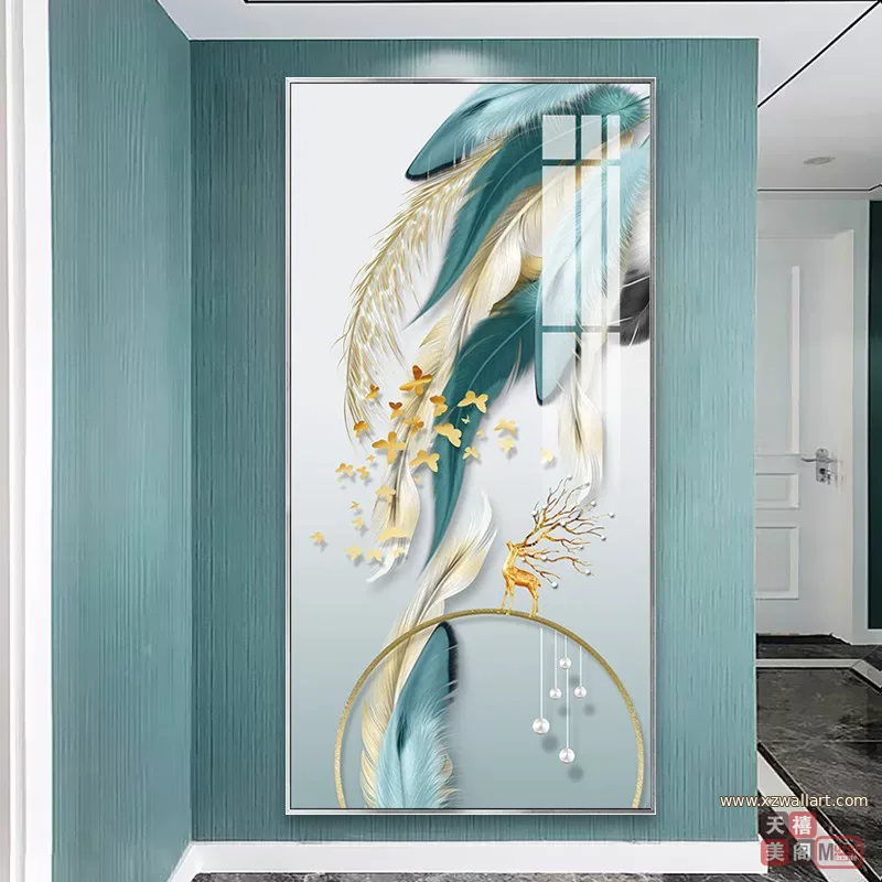 抽象 单幅 装饰画 轻奢风 玄关背景墙挂画 晶瓷画