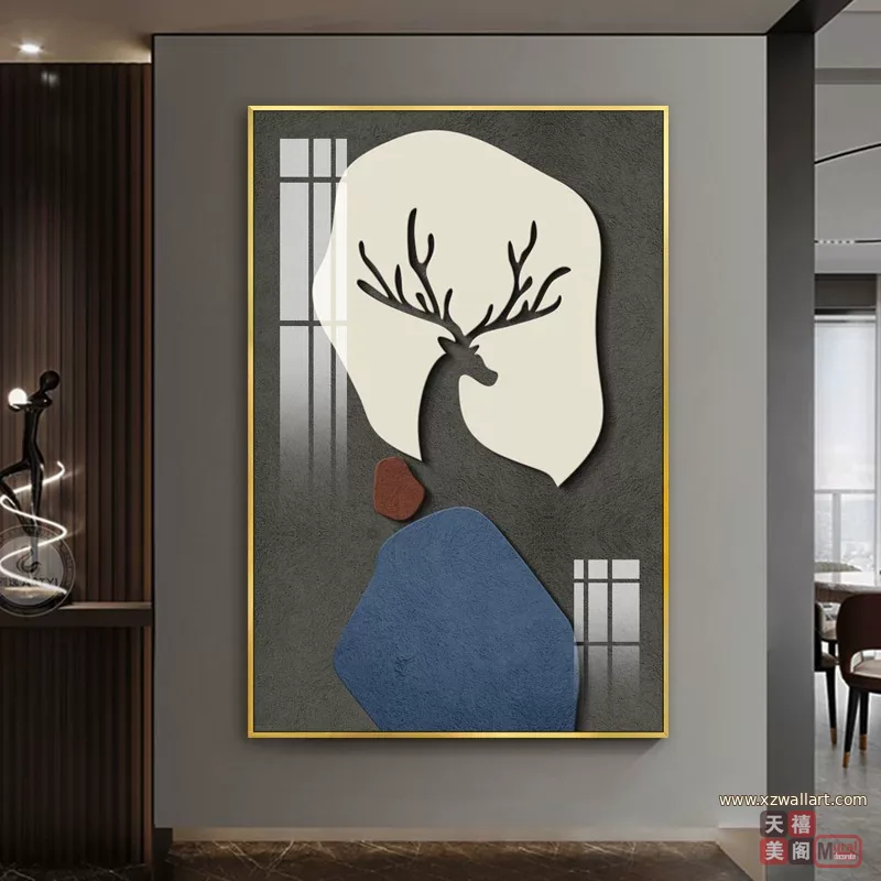 抽象 单幅 装饰画 复古怀旧 玄关背景墙挂画 晶瓷画