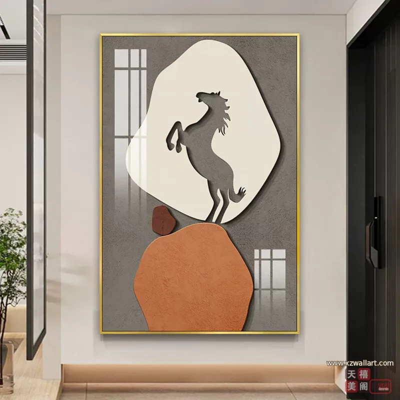 抽象 单幅 装饰画 复古怀旧 玄关背景墙挂画 晶瓷画