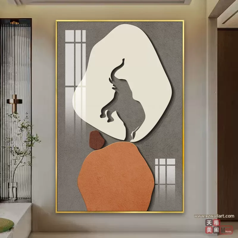 抽象 单幅 装饰画 复古怀旧 玄关背景墙挂画 晶瓷画