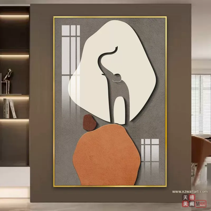 抽象 单幅 装饰画 复古怀旧 玄关背景墙挂画 晶瓷画