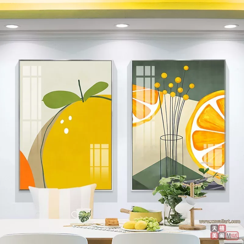 抽象 单幅 装饰画 北欧风 餐厅背景墙挂画 晶瓷画