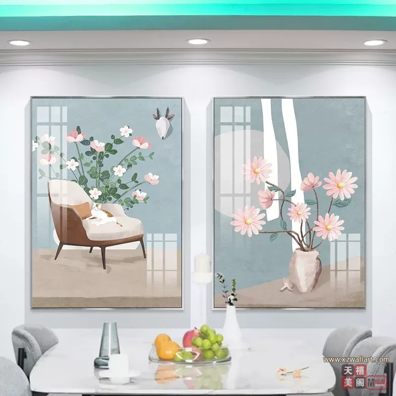 抽象 单幅 装饰画 北欧风 餐厅背景墙挂画 晶瓷画