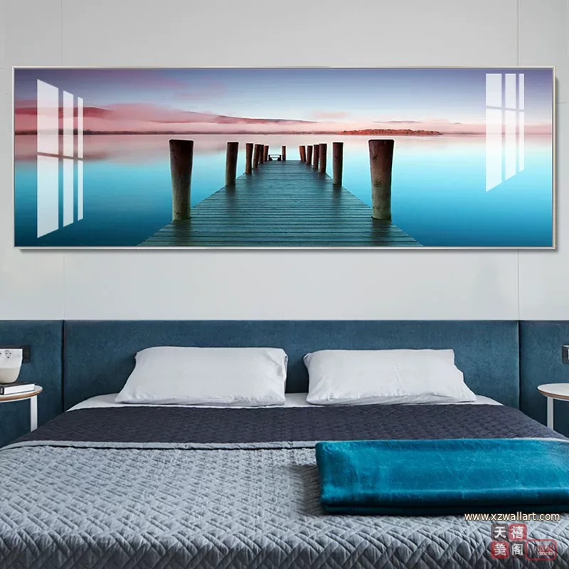 抽象 单幅 装饰画 北欧风 卧室背景墙挂画 晶瓷画