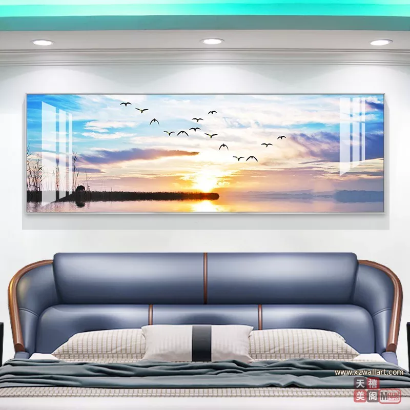 抽象 单幅 装饰画 北欧风 卧室背景墙挂画 晶瓷画