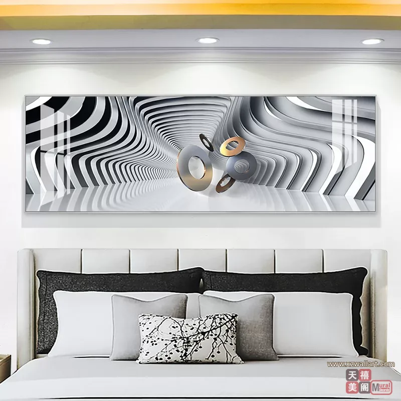 抽象 单幅 装饰画 轻奢风 卧室背景墙挂画 晶瓷画