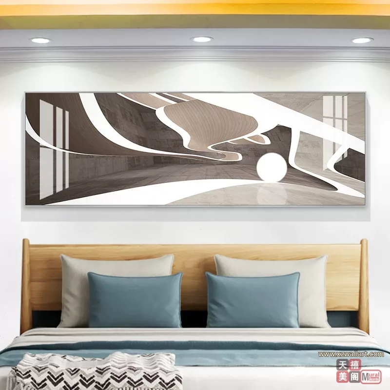 抽象 单幅 装饰画 轻奢风 卧室背景墙挂画 晶瓷画