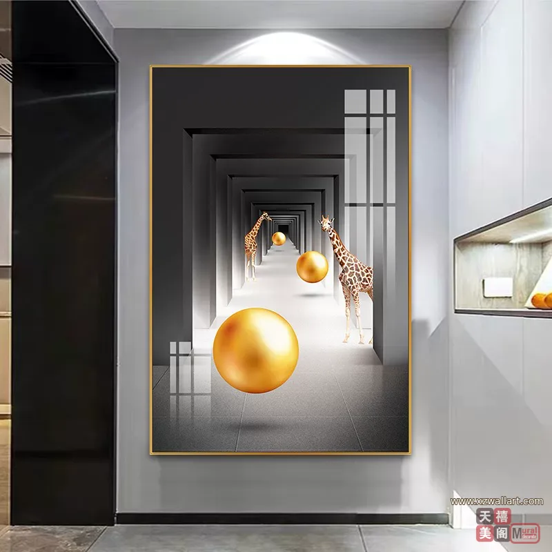 抽象 单幅 装饰画 轻奢风 玄关背景墙挂画 晶瓷画