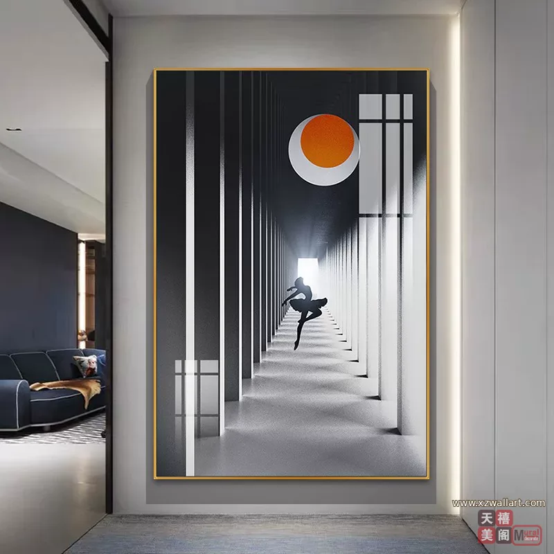 抽象 单幅 装饰画 轻奢风 玄关背景墙挂画 晶瓷画