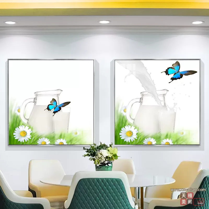 抽象 单幅 装饰画 轻奢风 餐厅背景墙挂画 晶瓷画