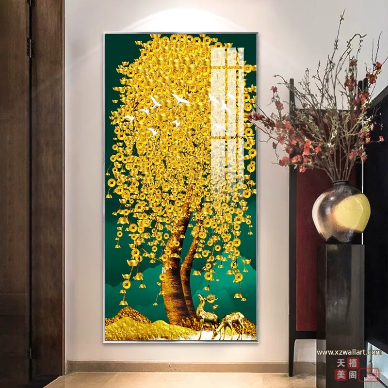 树 单幅 装饰画 轻奢风 玄关背景墙挂画 晶瓷画