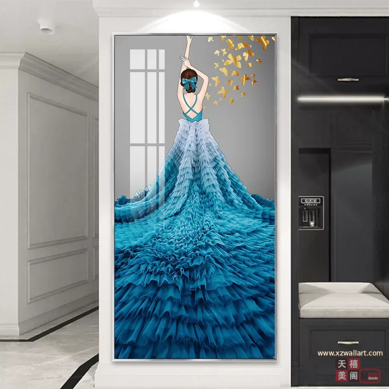 抽象 单幅 装饰画 轻奢风 玄关背景墙挂画 晶瓷画