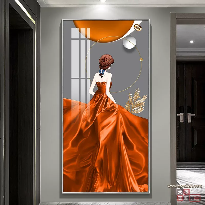 抽象 单幅 装饰画 轻奢风 玄关背景墙挂画 晶瓷画