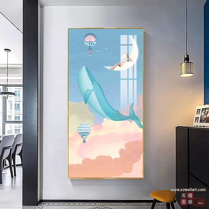 抽象 单幅 装饰画 奶油风 玄关背景墙挂画 晶瓷画