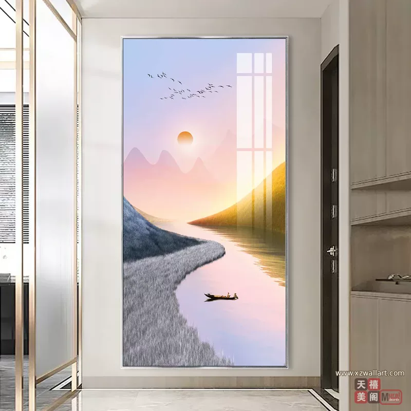 抽象 单幅 装饰画 奶油风 玄关背景墙挂画 晶瓷画