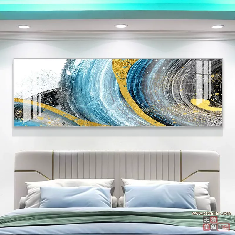 抽象 单幅 装饰画 现代简约 卧室背景墙挂画 晶瓷画