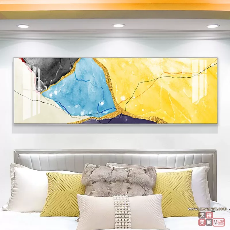 抽象 单幅 装饰画 现代简约 卧室背景墙挂画 晶瓷画