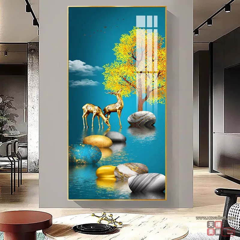 抽象 单幅 装饰画 轻奢风 玄关背景墙挂画 晶瓷画
