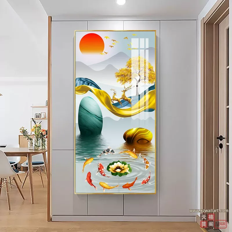 抽象 单幅 装饰画 轻奢风 玄关背景墙挂画 晶瓷画