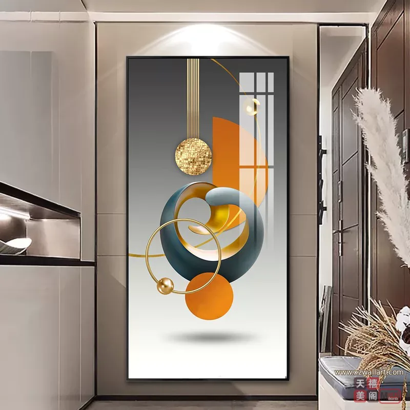 抽象 单幅 装饰画 轻奢风 玄关背景墙挂画 晶瓷画