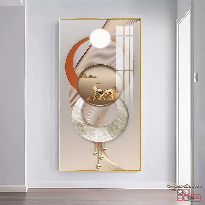 抽象 单幅 装饰画 轻奢风 玄关背景墙挂画 晶瓷画