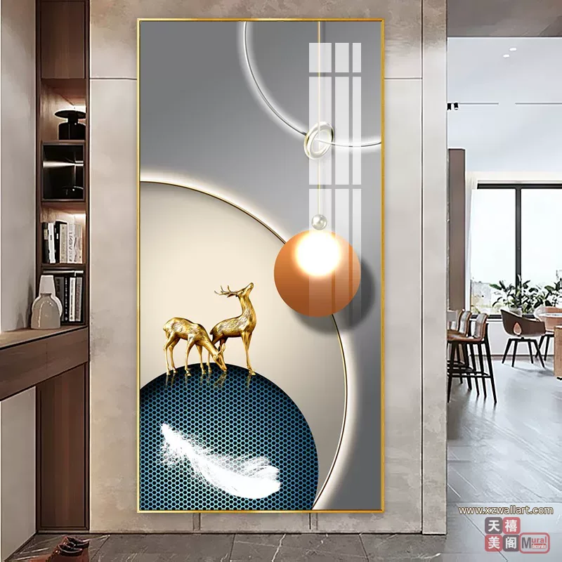 抽象 单幅 装饰画 轻奢风 玄关背景墙挂画 晶瓷画