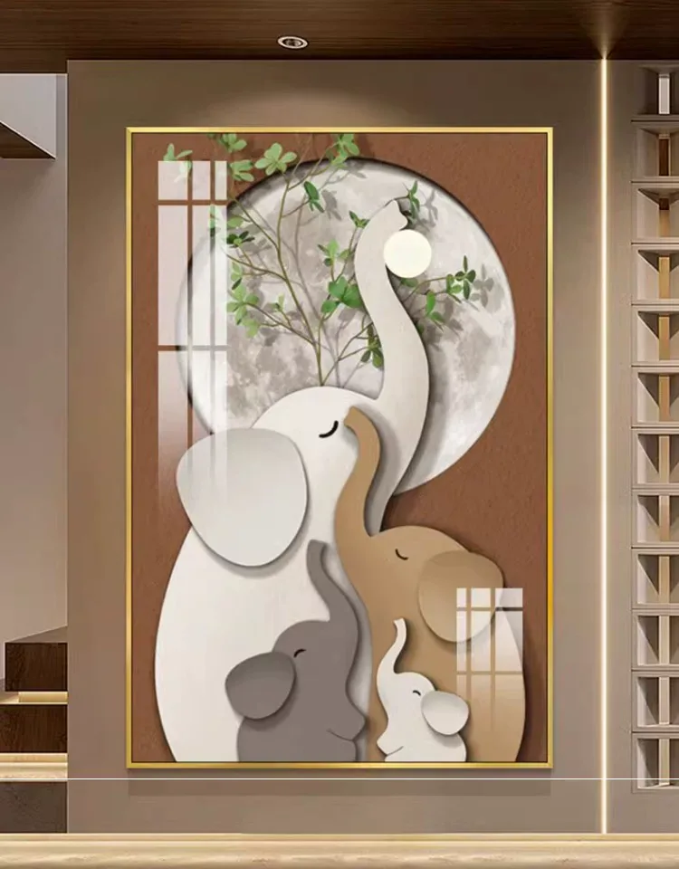 象 单幅 装饰画 奶油风 玄关背景墙挂画 晶瓷画