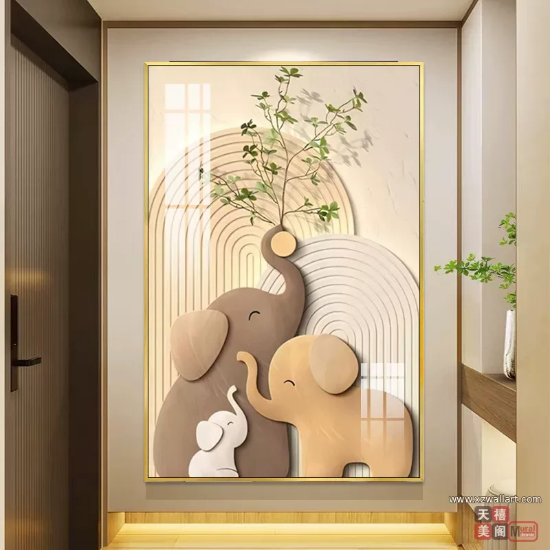 象 单幅 装饰画 奶油风 玄关背景墙挂画 晶瓷画