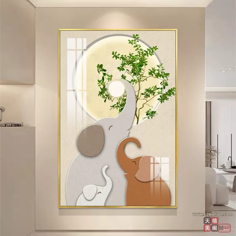 象 单幅 装饰画 奶油风 玄关背景墙挂画 晶瓷画