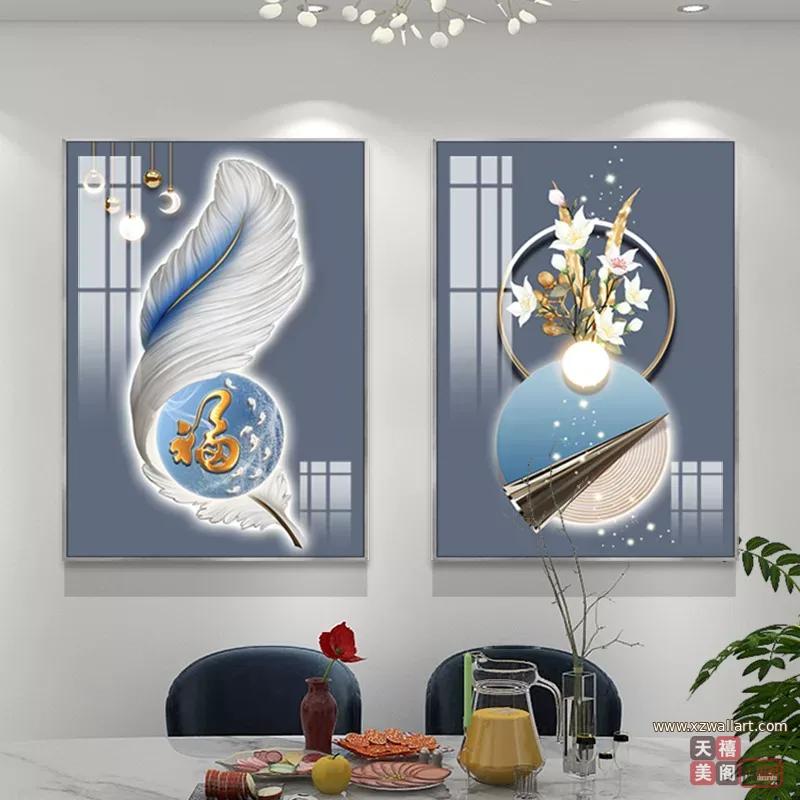 抽象 单幅 装饰画 奶油风 餐厅背景墙挂画 晶瓷画