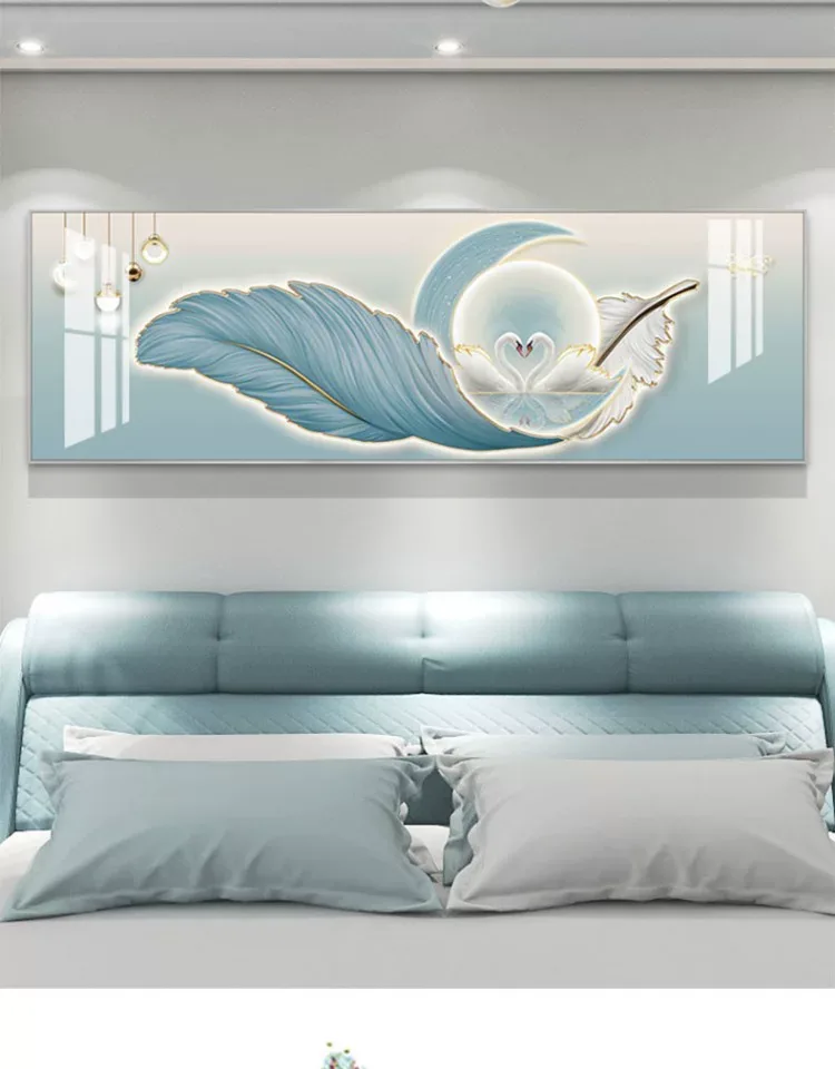抽象 单幅 装饰画 奶油风 卧室背景墙挂画 晶瓷画