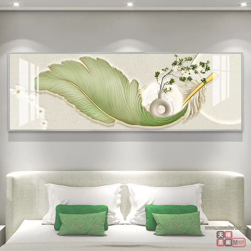 抽象 单幅 装饰画 奶油风 卧室背景墙挂画 晶瓷画